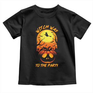 Halloween Witch Way To The Party Toddler T Shirt Black Cat Pumpkin TS12 Black Print Your Wear