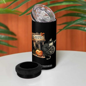 Halloween Trick Or Treat Black Cat Skeleton Halloween 4 in 1 Can Cooler Tumbler TS12 Print Your Wear