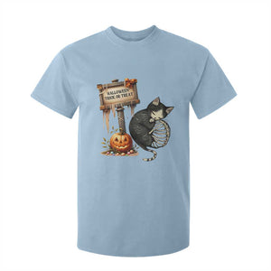 Halloween Trick Or Treat Black Cat Skeleton T Shirt For Kid TS12 Light Blue Print Your Wear