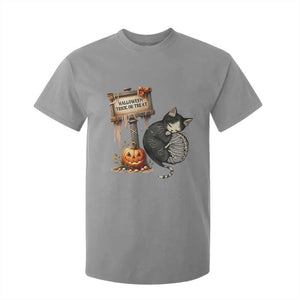 Halloween Trick Or Treat Black Cat Skeleton T Shirt For Kid TS12 Sport Gray Print Your Wear