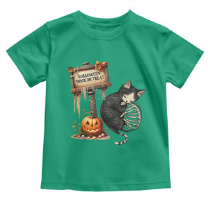 Halloween Trick Or Treat Black Cat Skeleton Toddler T Shirt TS12 Irish Green Print Your Wear