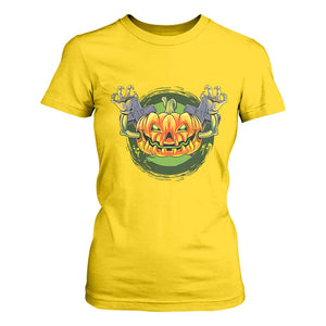Funny Halloween Pumpkin Ghoul T Shirt For Women Scary Zombie Hands TS12 Daisy Print Your Wear