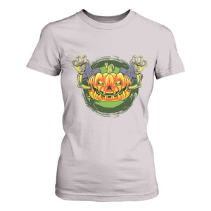 Funny Halloween Pumpkin Ghoul T Shirt For Women Scary Zombie Hands TS12 Ice Gray Print Your Wear