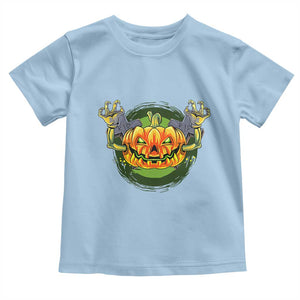 Funny Halloween Pumpkin Ghoul Toddler T Shirt Scary Zombie Hands TS12 Light Blue Print Your Wear