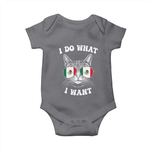 Mexican Cat Baby Onesie I Do What I Want Mexico Flag Sunglasses Funny TS12 Charcoal Print Your Wear