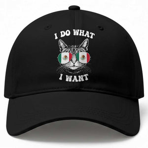 Mexican Cat Baseball Cap I Do What I Want Mexico Flag Sunglasses Funny TS12 Print Your Wear