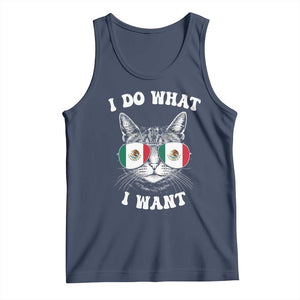 Mexican Cat Tank Top I Do What I Want Mexico Flag Sunglasses Funny TS12 Navy Print Your Wear