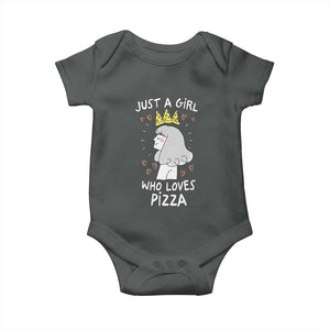 Just A Girl Who Loves Pizza Baby Onesie Cute Queen Pizza Crown TS12 Dark Heather Print Your Wear