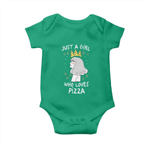 Just A Girl Who Loves Pizza Baby Onesie Cute Queen Pizza Crown TS12 Irish Green Print Your Wear