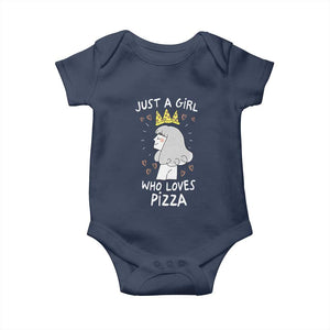 Just A Girl Who Loves Pizza Baby Onesie Cute Queen Pizza Crown TS12 Navy Print Your Wear