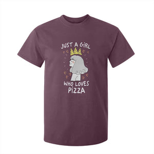 Just A Girl Who Loves Pizza T Shirt For Kid Cute Queen Pizza Crown TS12 Maroon Print Your Wear