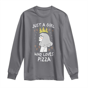 Just A Girl Who Loves Pizza Long Sleeve Shirt Cute Queen Pizza Crown TS12 Charcoal Print Your Wear