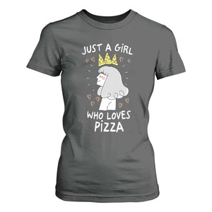 Just A Girl Who Loves Pizza T Shirt For Women Cute Queen Pizza Crown TS12 Dark Heather Print Your Wear