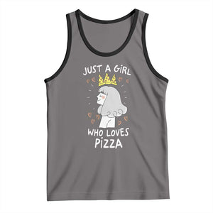 Just A Girl Who Loves Pizza Tank Top Cute Queen Pizza Crown TS12 Deep Heather Black Print Your Wear