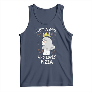 Just A Girl Who Loves Pizza Tank Top Cute Queen Pizza Crown TS12 Navy Print Your Wear