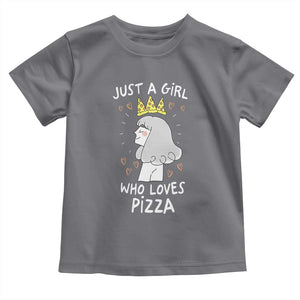 Just A Girl Who Loves Pizza Toddler T Shirt Cute Queen Pizza Crown TS12 Charcoal Print Your Wear