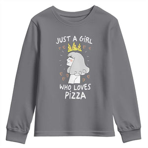 Just A Girl Who Loves Pizza Youth Sweatshirt Cute Queen Pizza Crown TS12 Charcoal Print Your Wear