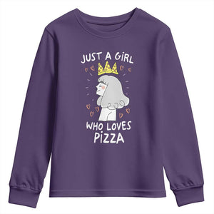 Just A Girl Who Loves Pizza Youth Sweatshirt Cute Queen Pizza Crown TS12 Purple Print Your Wear