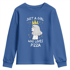 Just A Girl Who Loves Pizza Youth Sweatshirt Cute Queen Pizza Crown TS12 Royal Blue Print Your Wear