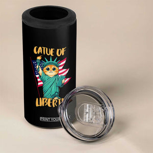 Cat Statue Of Liberty 4 in 1 Can Cooler Tumbler Patriotic American Flag TS12 Print Your Wear