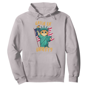 Cat Statue Of Liberty Hoodie Patriotic American Flag TS12 Ice Gray Print Your Wear