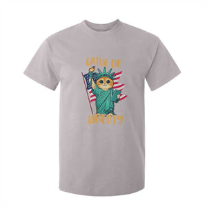 Cat Statue Of Liberty T Shirt For Kid Patriotic American Flag TS12 Ice Gray Print Your Wear