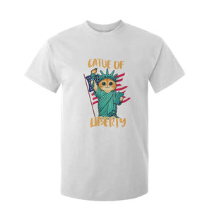 Cat Statue Of Liberty T Shirt For Kid Patriotic American Flag TS12 White Print Your Wear