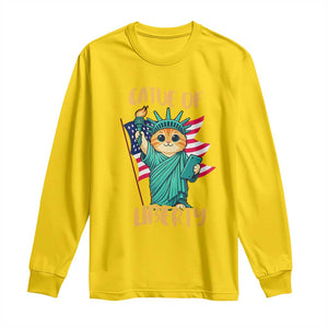 Cat Statue Of Liberty Long Sleeve Shirt Patriotic American Flag TS12 Daisy Print Your Wear