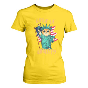 Cat Statue Of Liberty T Shirt For Women Patriotic American Flag TS12 Daisy Print Your Wear
