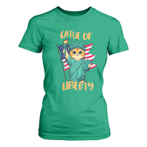 Cat Statue Of Liberty T Shirt For Women Patriotic American Flag TS12 Irish Green Print Your Wear