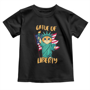 Cat Statue Of Liberty Toddler T Shirt Patriotic American Flag TS12 Black Print Your Wear