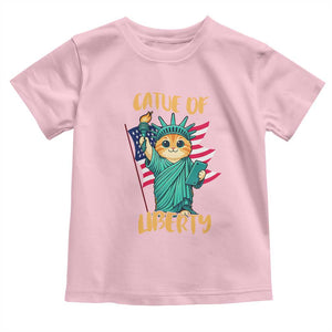 Cat Statue Of Liberty Toddler T Shirt Patriotic American Flag TS12 Light Pink Print Your Wear