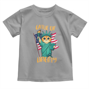 Cat Statue Of Liberty Toddler T Shirt Patriotic American Flag TS12 Sport Gray Print Your Wear