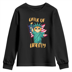 Cat Statue Of Liberty Youth Sweatshirt Patriotic American Flag TS12 Black Print Your Wear