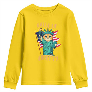 Cat Statue Of Liberty Youth Sweatshirt Patriotic American Flag TS12 Daisy Print Your Wear