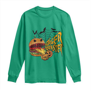 Halloween Burger Monster Long Sleeve Shirt Scary Foodies TS12 Irish Green Print Your Wear