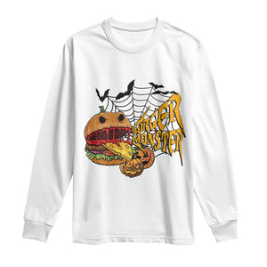 Halloween Burger Monster Long Sleeve Shirt Scary Foodies TS12 White Print Your Wear