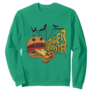 Halloween Burger Monster Sweatshirt Scary Foodies TS12 Irish Green Print Your Wear