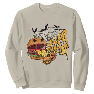 Halloween Burger Monster Sweatshirt Scary Foodies TS12 Sand Print Your Wear