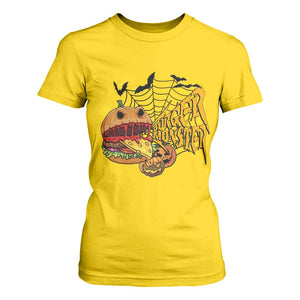 Halloween Burger Monster T Shirt For Women Scary Foodies TS12 Daisy Print Your Wear