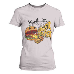 Halloween Burger Monster T Shirt For Women Scary Foodies TS12 Ice Gray Print Your Wear