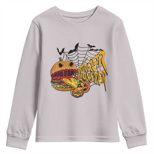 Halloween Burger Monster Youth Sweatshirt Scary Foodies TS12 Ice Gray Print Your Wear