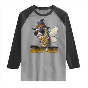 Halloween Zombie Bee Raglan Shirt Zombee Funny Dabbing TS12 Sport Gray Black Print Your Wear