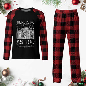 Bookworm Reading Lover Plaid Pajama Set There Is No Such Thing As Too Many Books