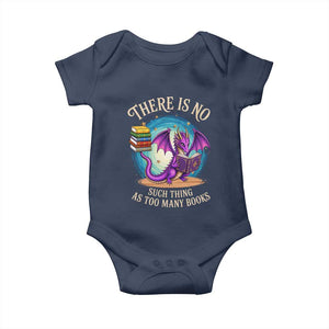 Fantasy Dragon Book Lover Baby Onesie There Is No Such Thing As Too Many Books TS12 Navy Print Your Wear