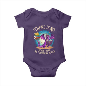 Fantasy Dragon Book Lover Baby Onesie There Is No Such Thing As Too Many Books TS12 Purple Print Your Wear