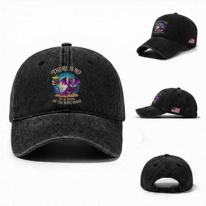 Fantasy Dragon Book Lover Washed Cotton Baseball Cap There Is No Such Thing As Too Many Books TS12 Washed Cap Universal Fit Black Print Your Wear