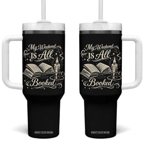 My Weekend Is All Booked Book Lover Tumbler With Handle Reading Enthusiast Quote
