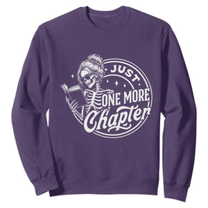 Just One More Chapter Skeleton Woman Sweatshirt Book Lover Gift