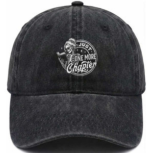 Just One More Chapter Skeleton Woman Washed Cotton Baseball Cap Book Lover Gift